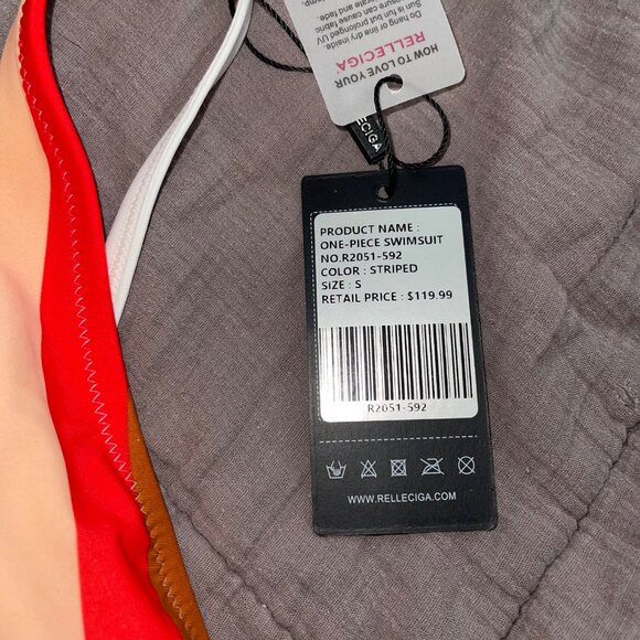 Relleciga Womens Swimsuit Size Small Multicolor One Piece Striped New - Picture 6 of 10